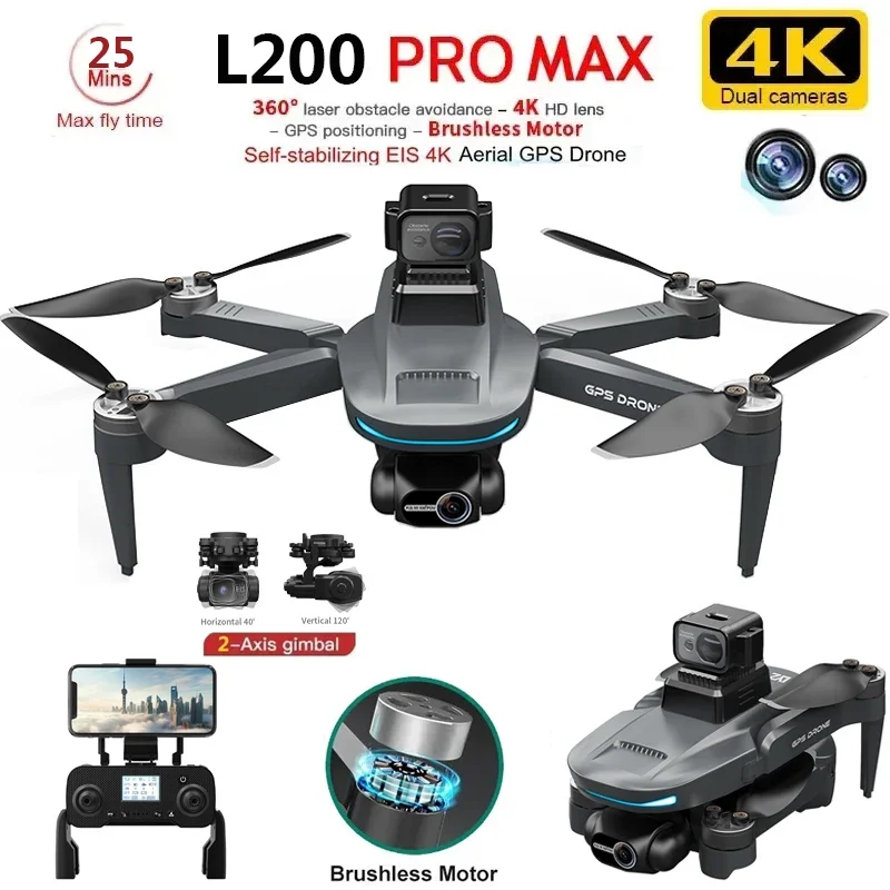 L200 PRO MAX Drone 4K 2-Axis P - Drone Camera Lens 评论和价格