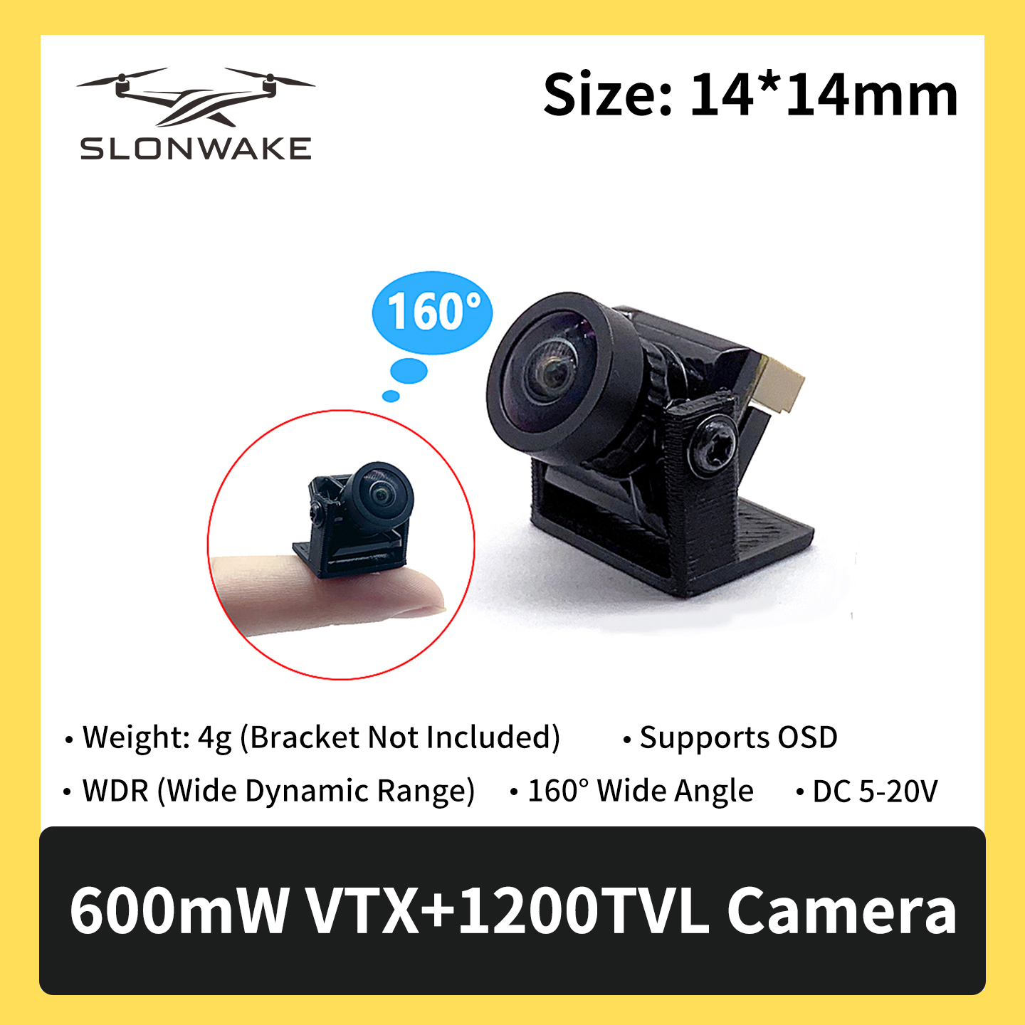 SLONWAKE 5.8G 600mW 7-24V FPV  - Drone Camera Wide Angle 评论和价格