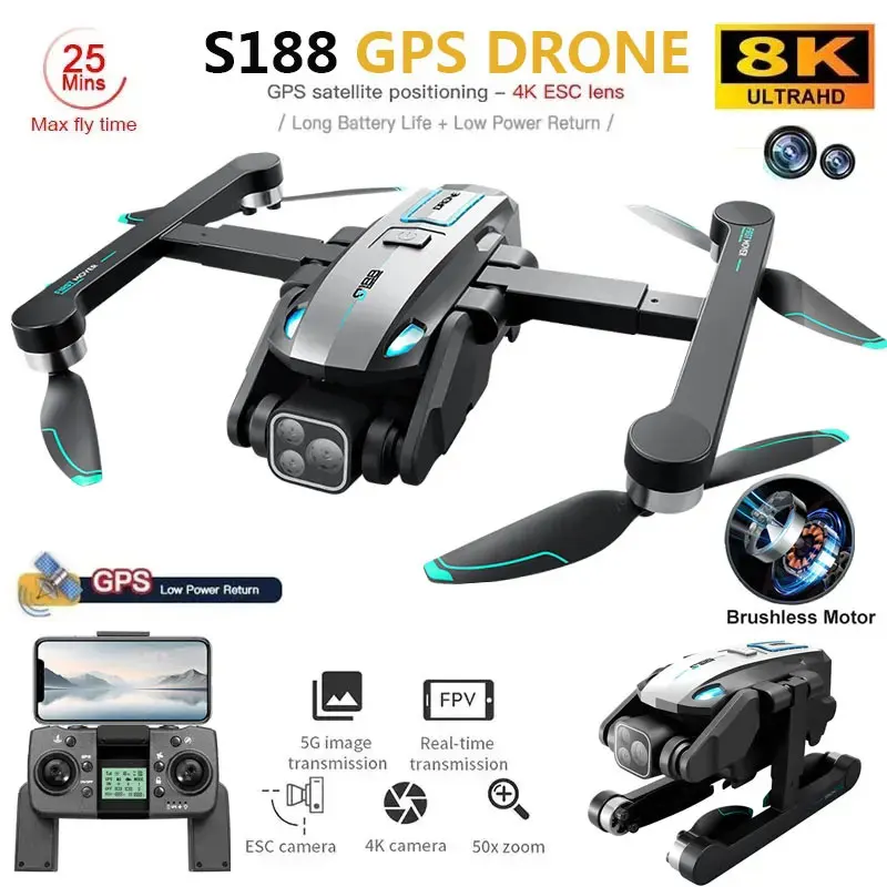 S188 Professional 8K GPS Drone - Drone Camera Professional 评论和价格